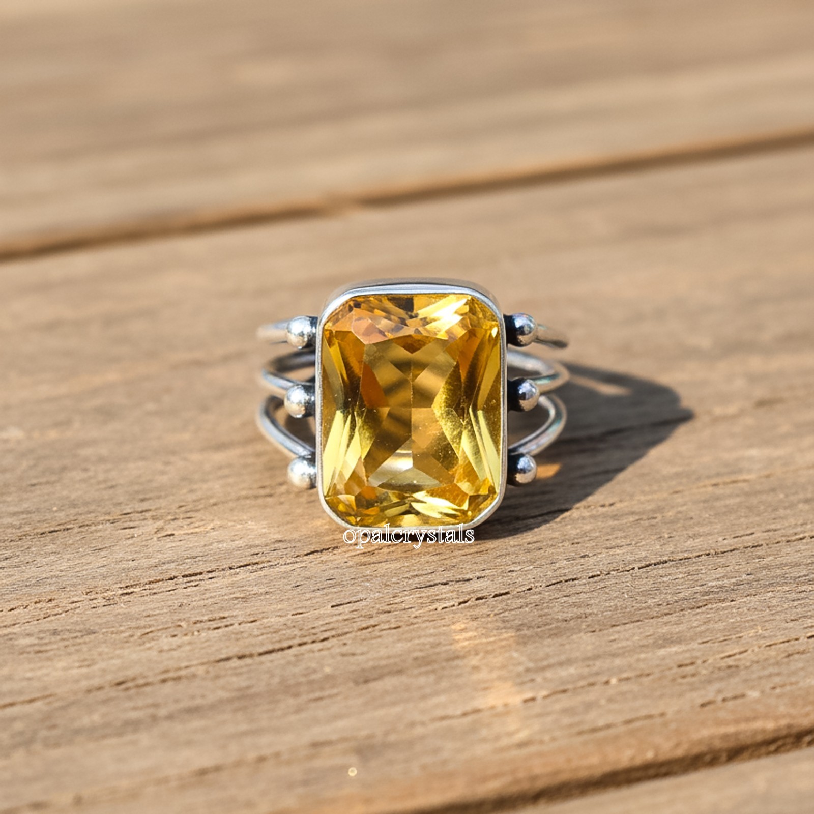 Yellow Citrine Gemstone 925 Sterling Silver Ring Handmade Jewelry Ring For Gift