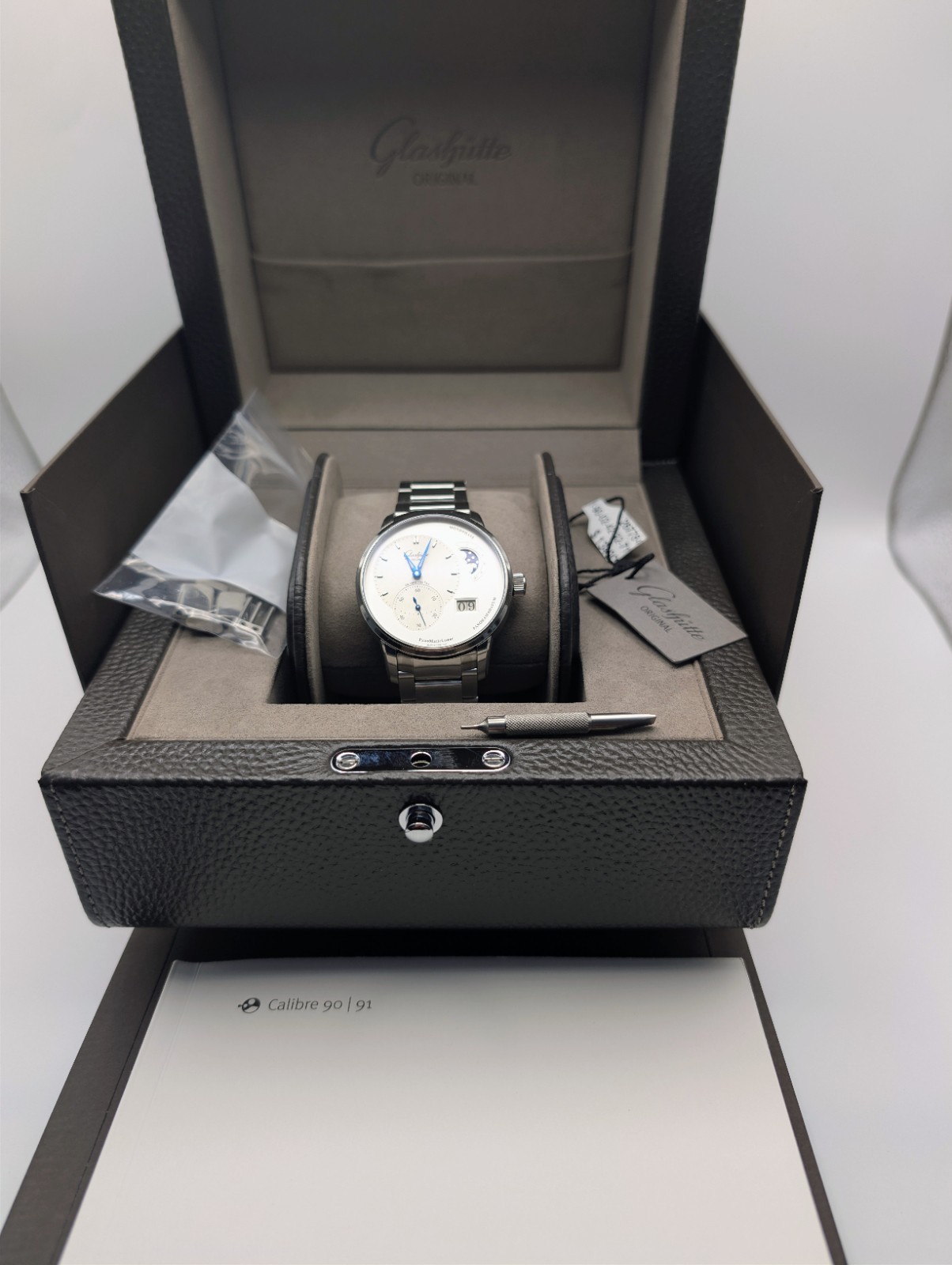 Glashutte Original PanoMaticLunar Steel Silver Dial 40mm Automatic Mens Watch