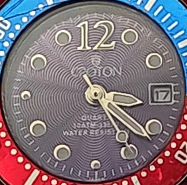 Croton 28mm All Stainless Steel Blue Dial Pepsi Red Blue Bezel Jpan Quartz Watch