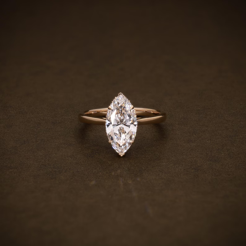 2.40Ctw Marquise Cut Lab Grown Diamond Hidden Halo Ring 14K Yellow Gold FG VVS