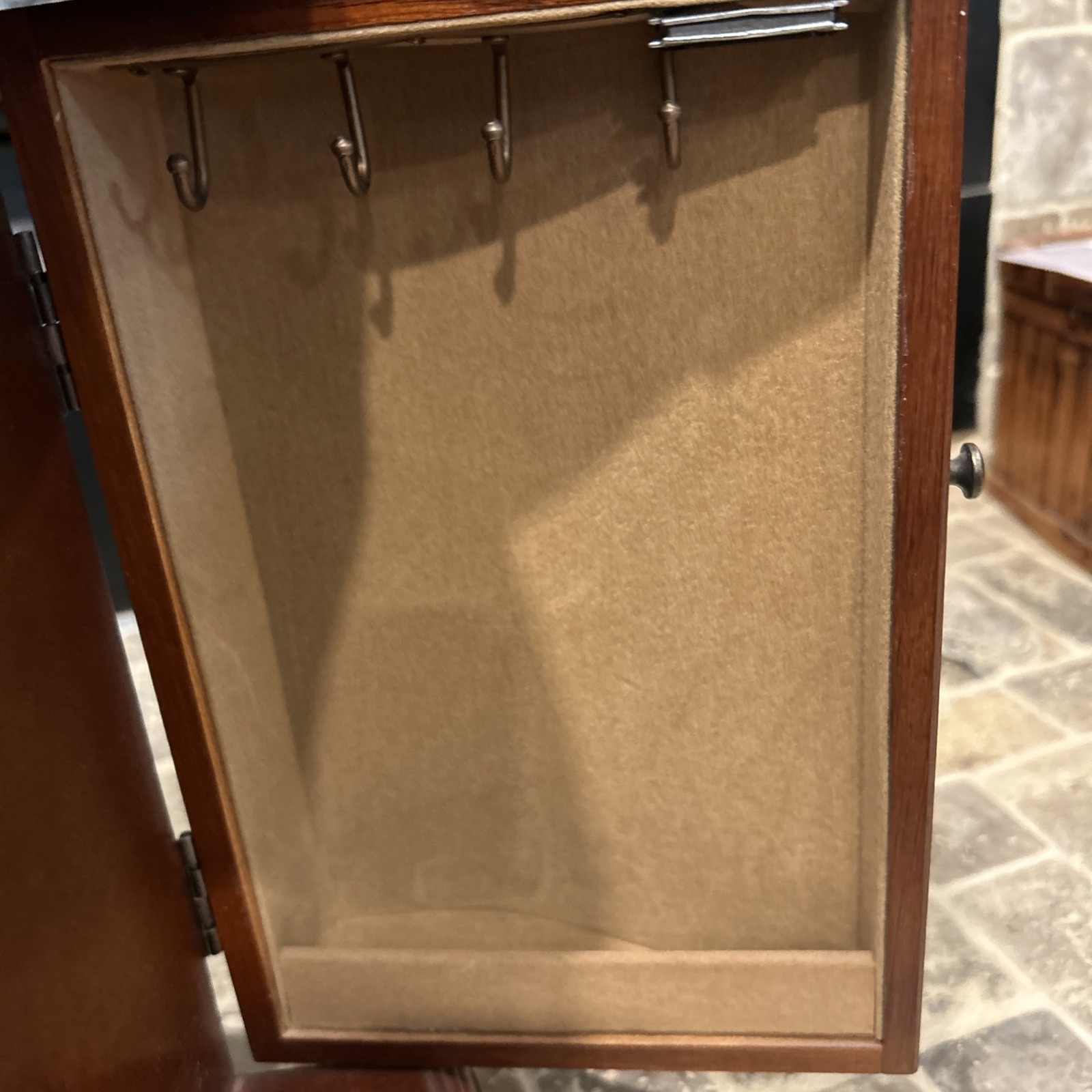 Vintage Solid Wood Jewelry Cabinet – Table Top Armoire 14”x13”x7”