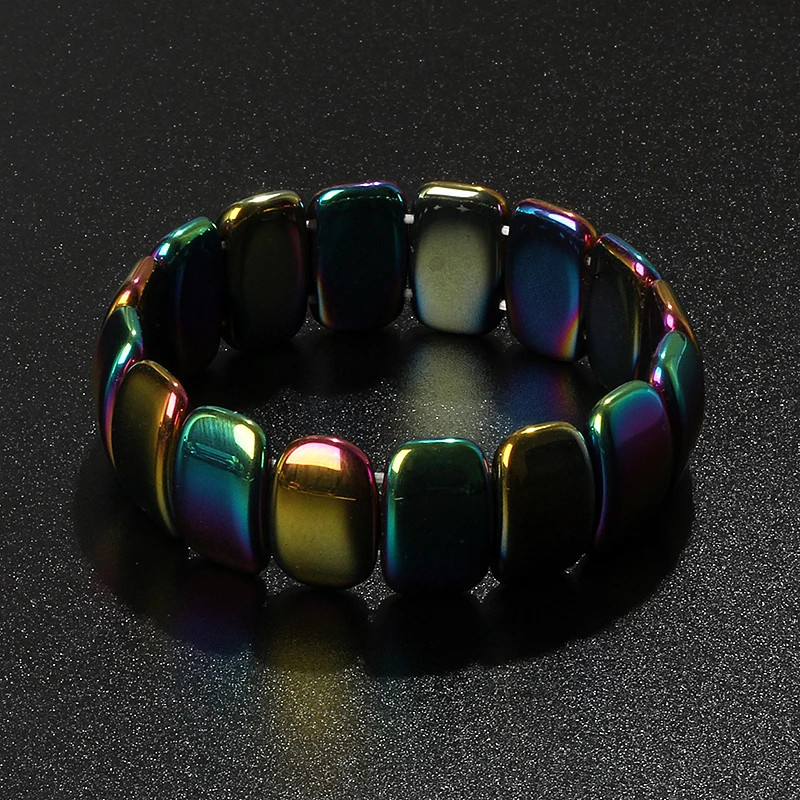 Arrow Hematite Bracelet Beaded Stretch Classic Round Stone Style Men Jewelry