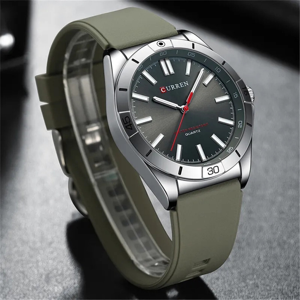 CURREN Men Quartz Watch Casual Business Wristwatch Boys Silicone Sport Watches
