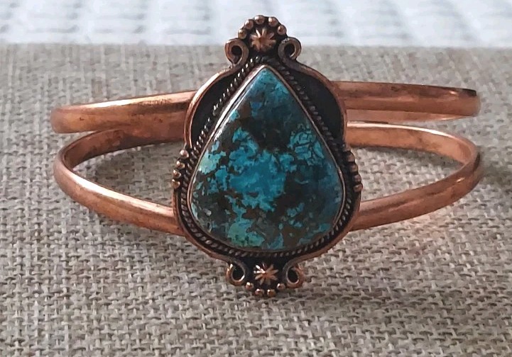 New Copper & Natural Shattuckite Cuff Bracelet