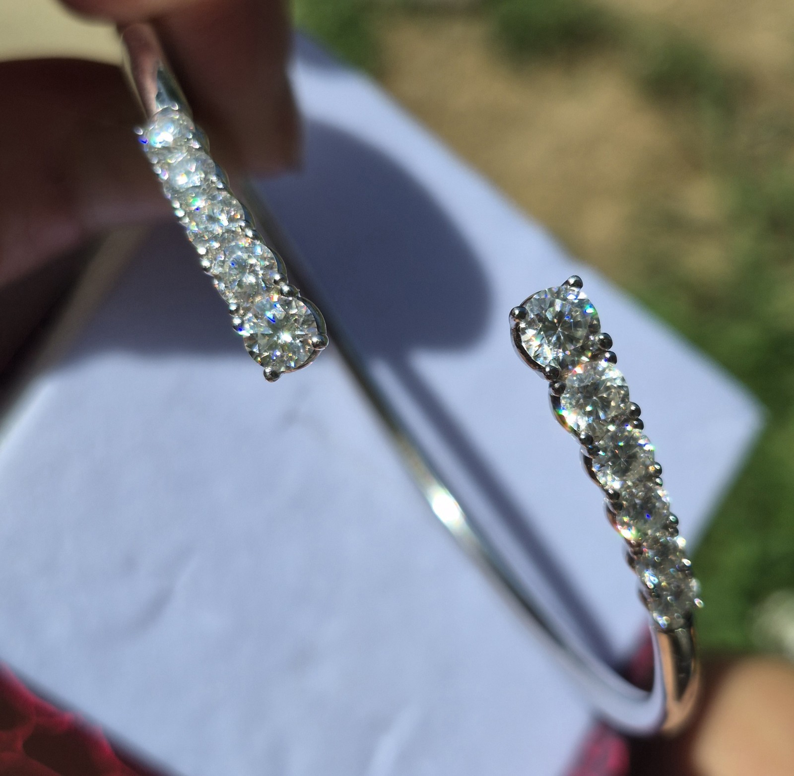 GRA Certified 3.6 Carat D VVS1 Gradient Moissanite Bangle 925 Sterling Silver