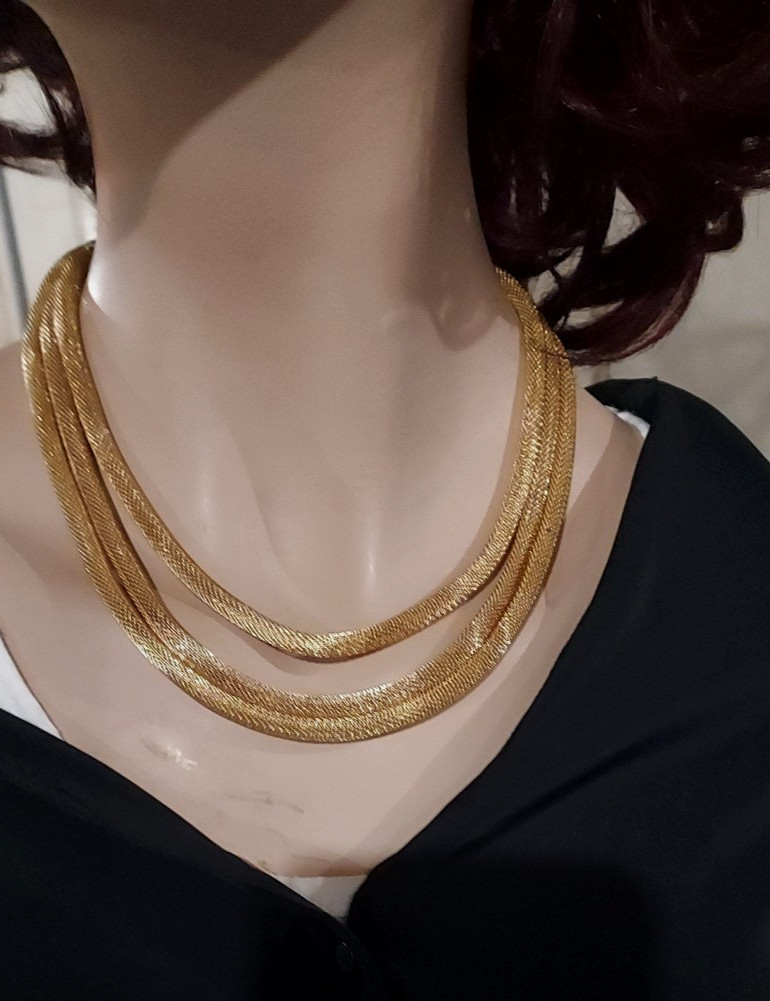 CaBi Triple Strand Adjustable Necklace Interchangable Bracelet “TROIS” Gold Tone