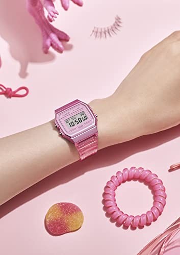 CASIO F-91WS-4JH Digital Watch Pink Clear Retro Alarm Quartz Japan New