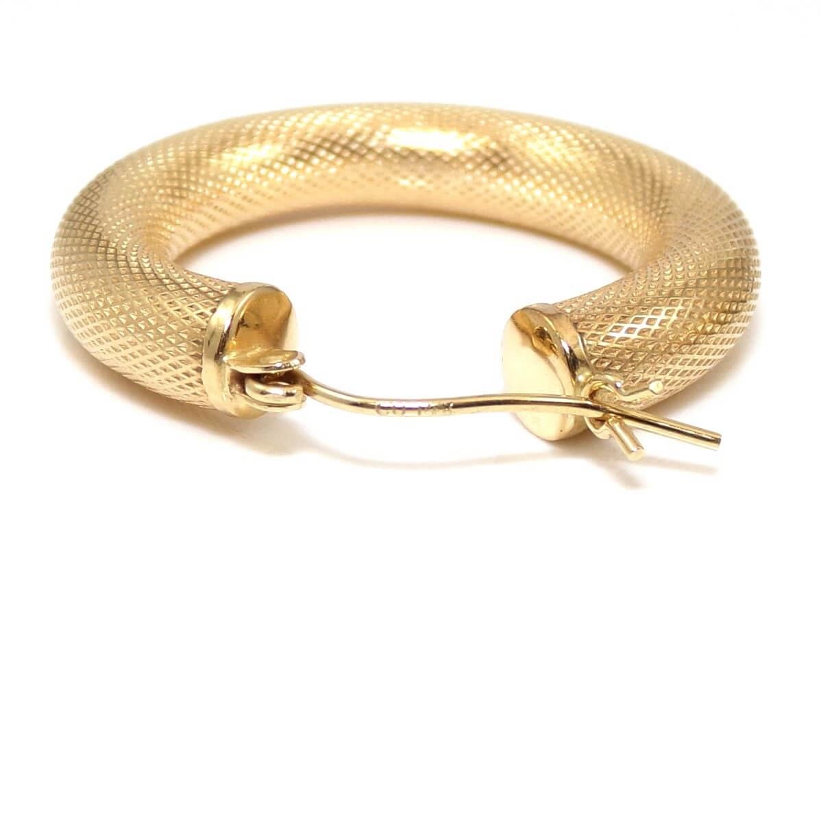 14K Yellow Gold Round Circle Tube Hoop Earrings
