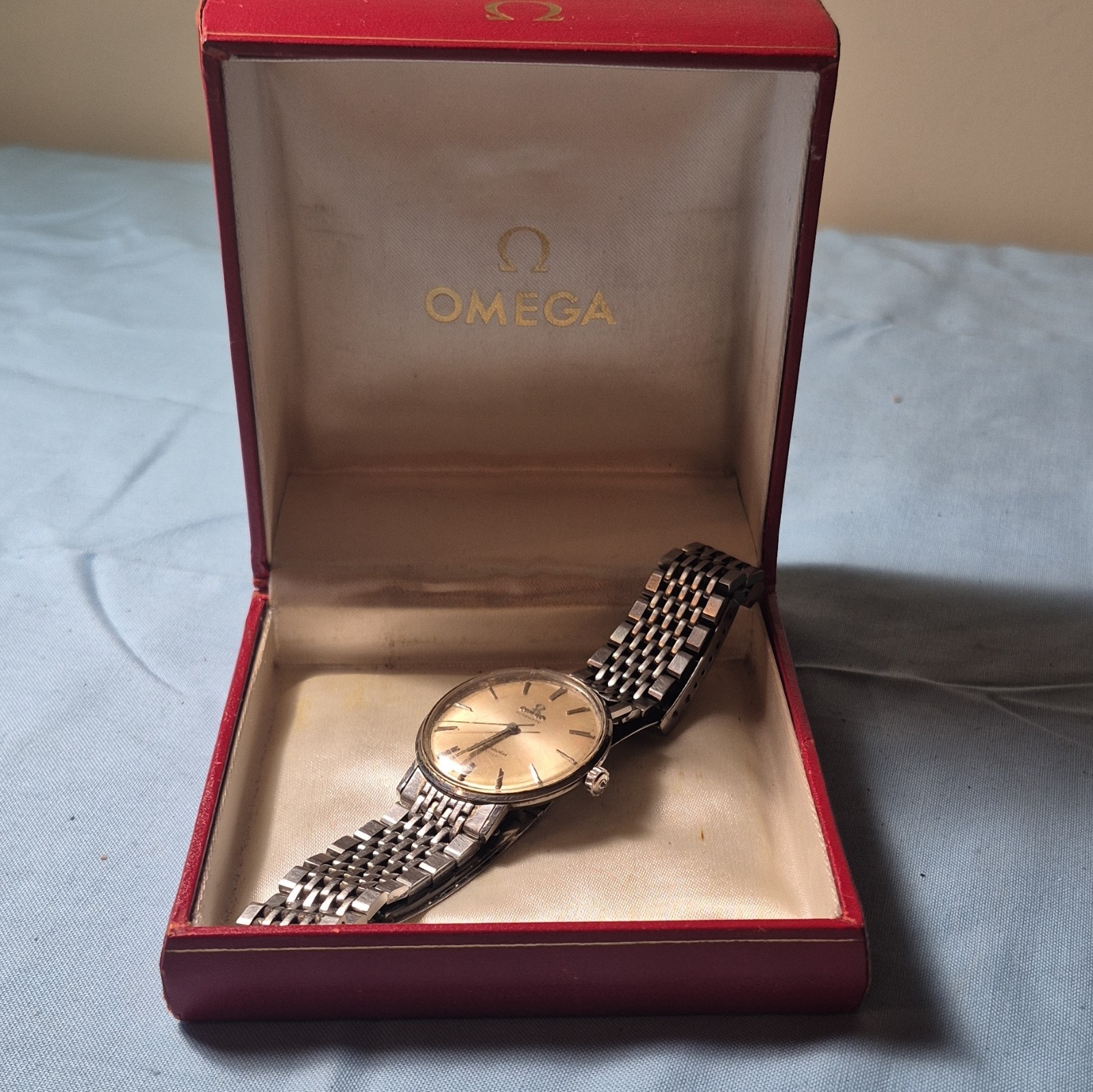 OMEGA Seamaster 1959-1963 Auto Gold Dial 34mm Steel Beads of Rice Bracelet
