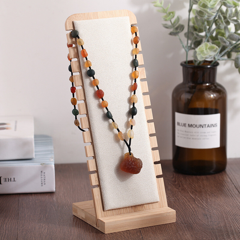 Bamboo Jewelry Organizer Necklace Display Stand Bracelets Pendant Storage Shelf