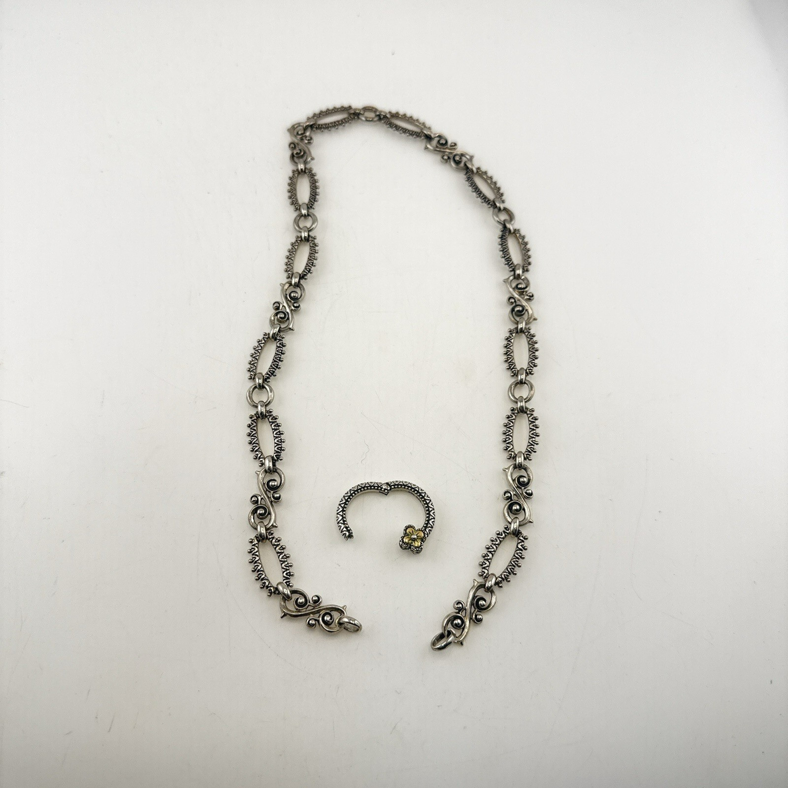 Barbara Bixby Necklace 18K Gold Sterling Silver Connector Ornate Chain Link 50g
