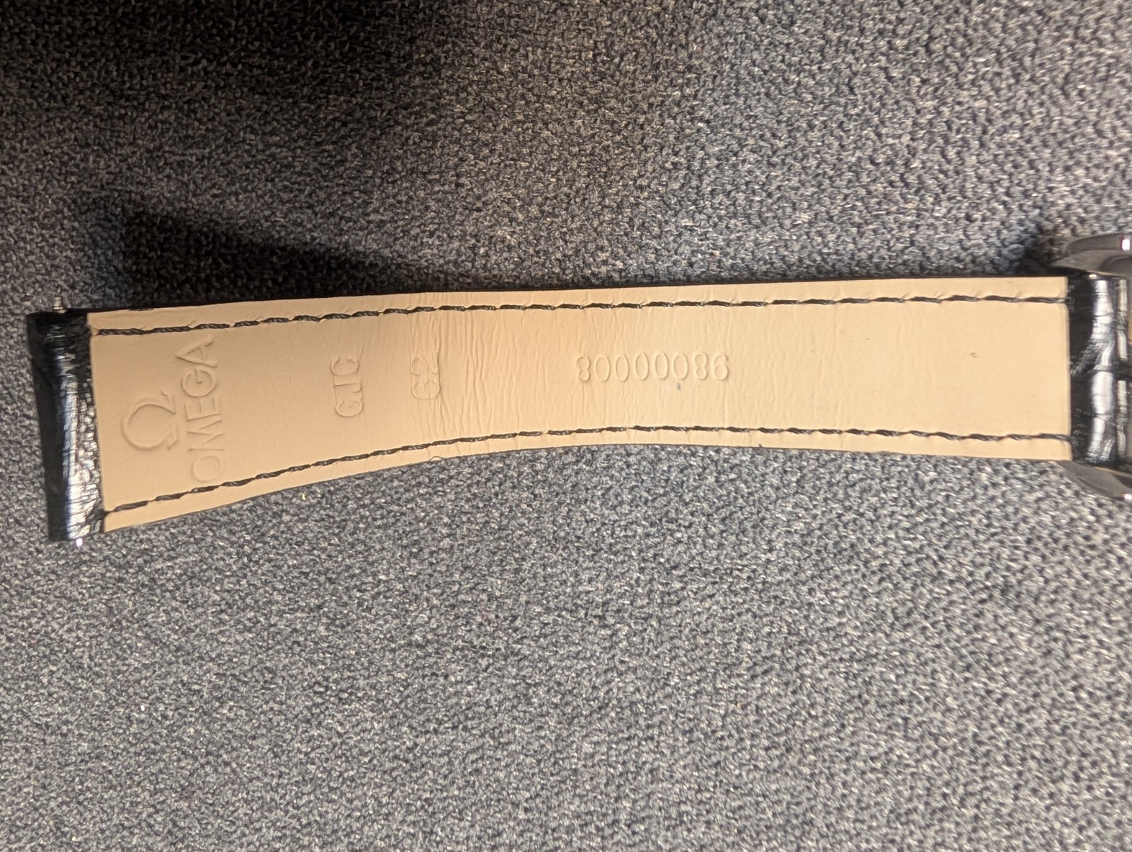 OMEGA Black Leather 20mm x 16mm 98000008 Watch Band Strap Genuine 94521613 Clasp