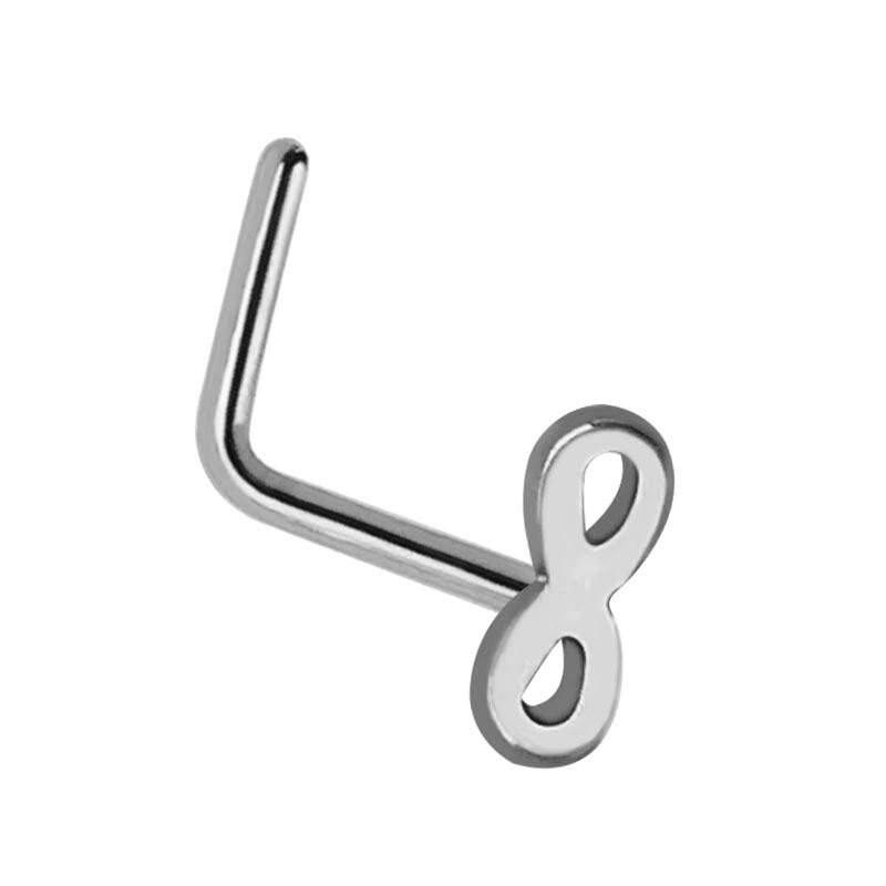 8pc Set Black Silver Rose Gold L Shape Nose Stud Helix Ring Piercing Jewelry 20G