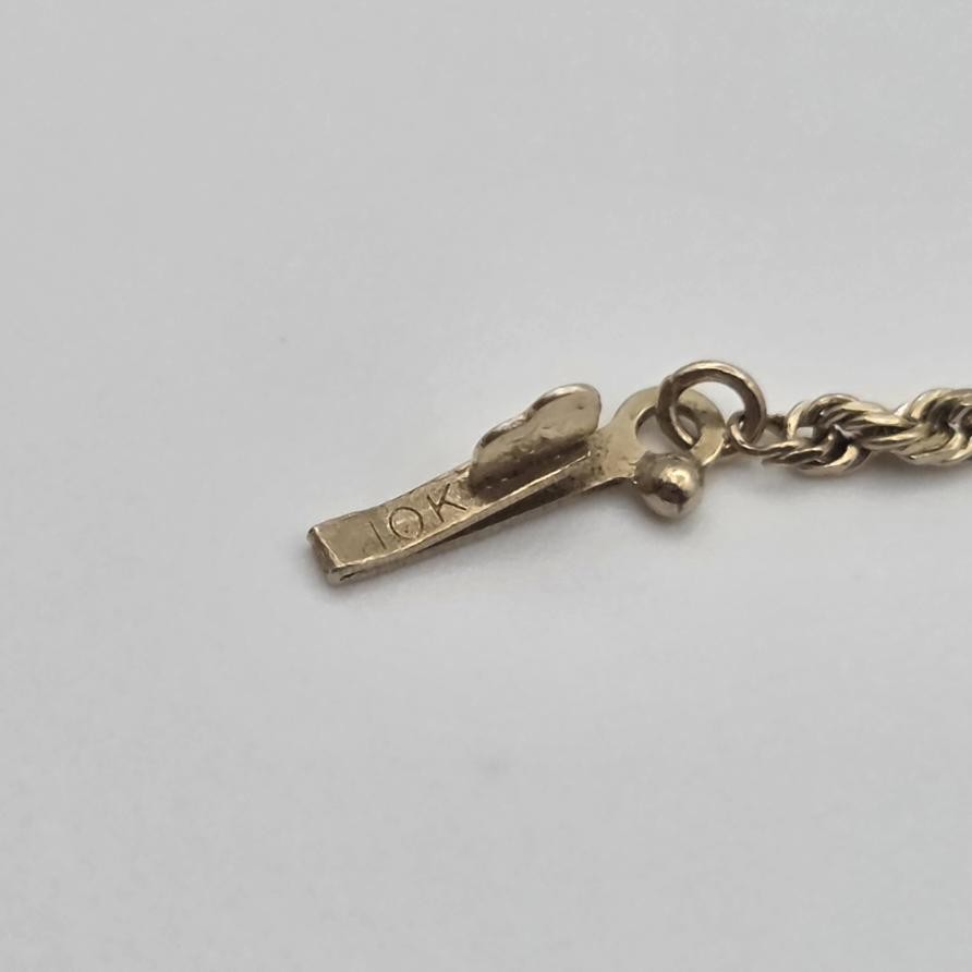9.75″ 10K Yellow Gold 1.5mm Diamond-Cut Rope Link Ankle Bracelet Anklet w Safety