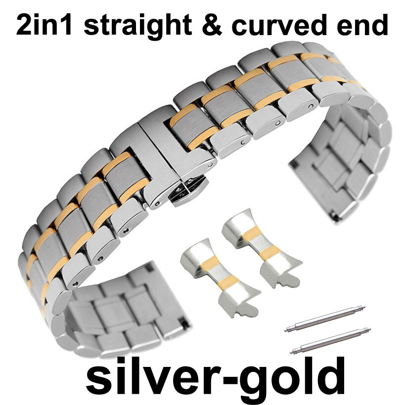 12mm 15 16 17 18 19 20 21 22 23 24mm Curved End Watch Band Stainless Steel Strap