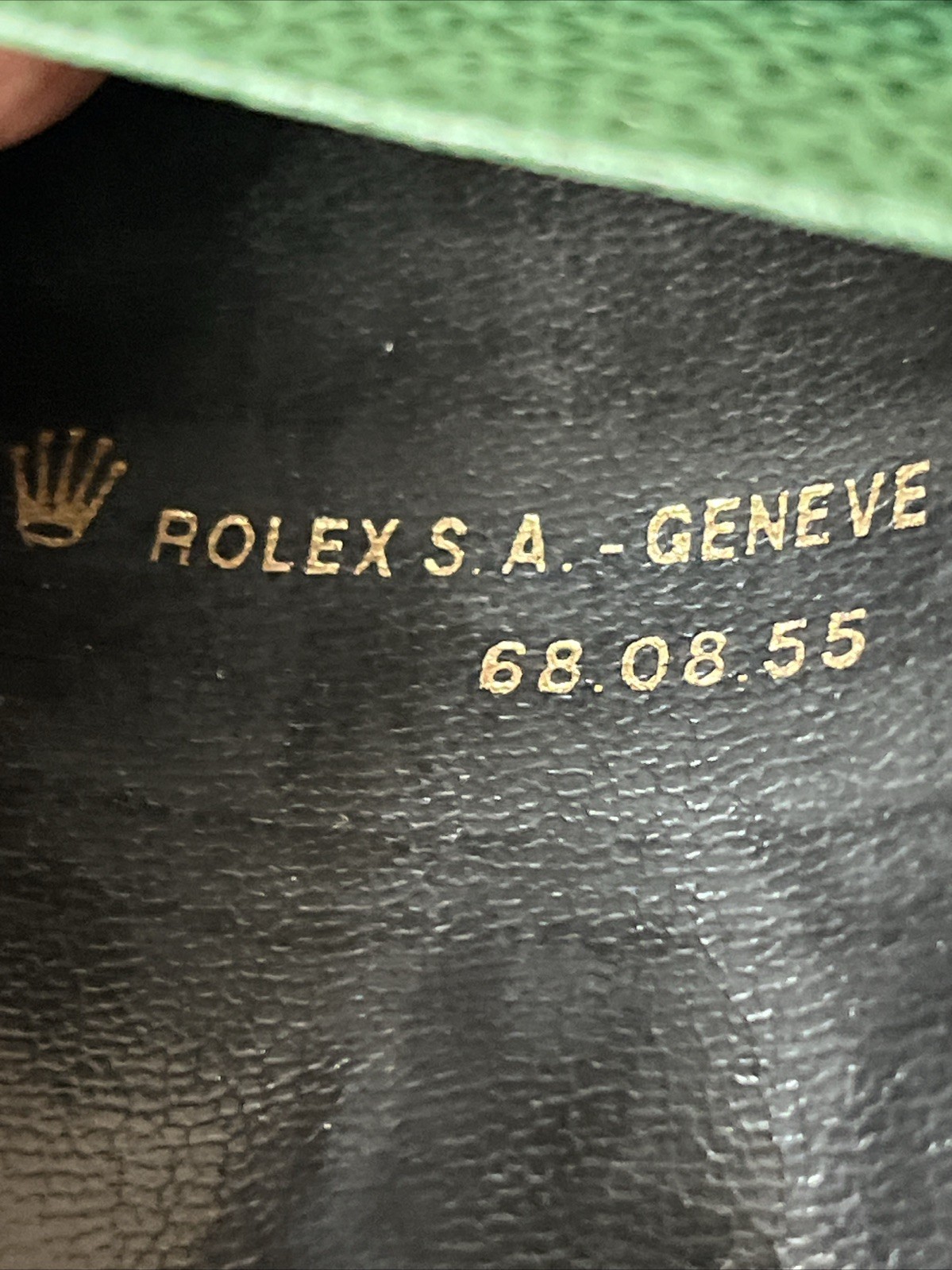 ROLEX (2) Passport Card Document Holder Wallet 68.08.55 Large Green Leather