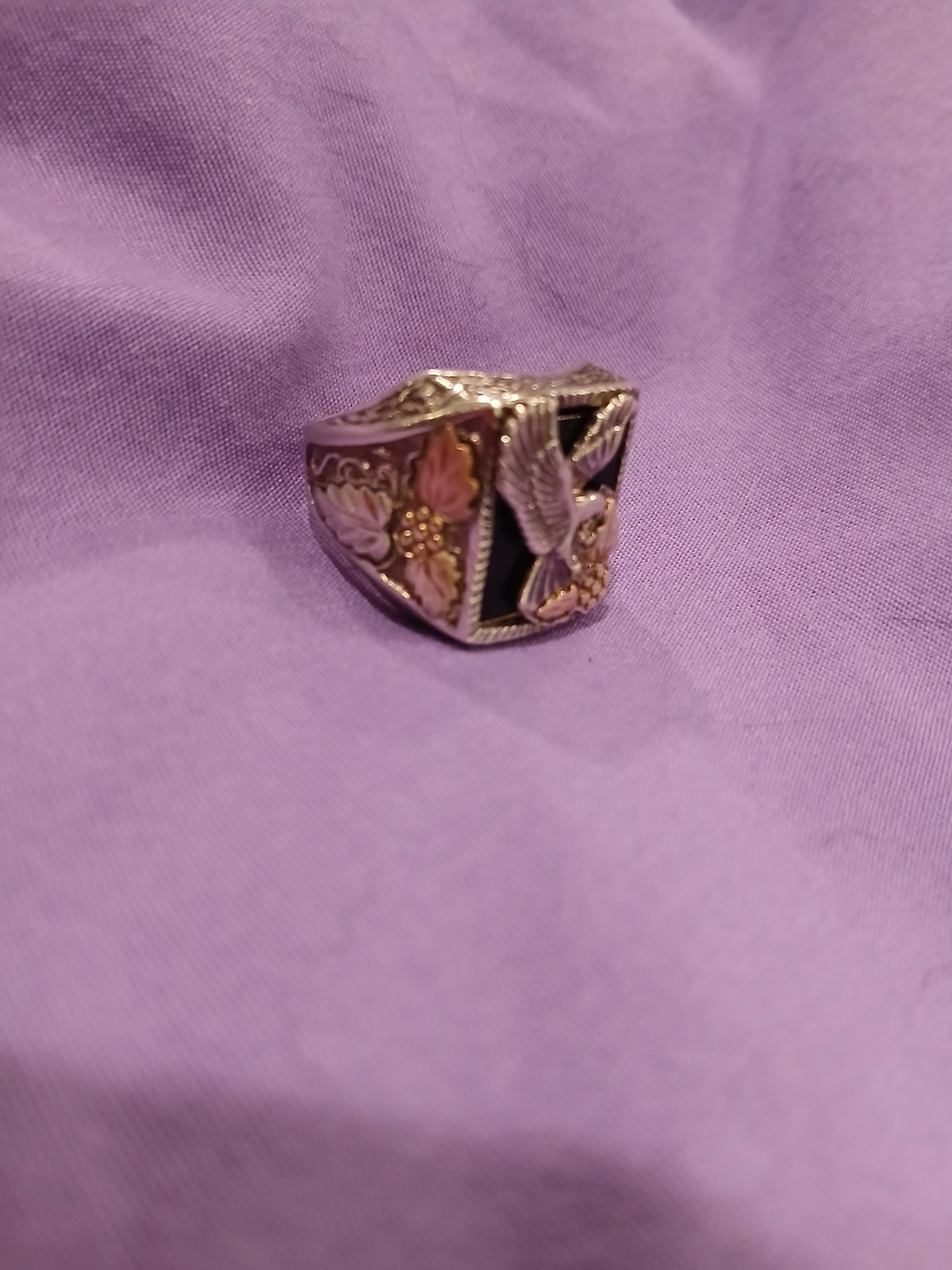 14K Yellow Gold Ring Size 8 Square Rose Gold Tone Bird/Eagle Motif