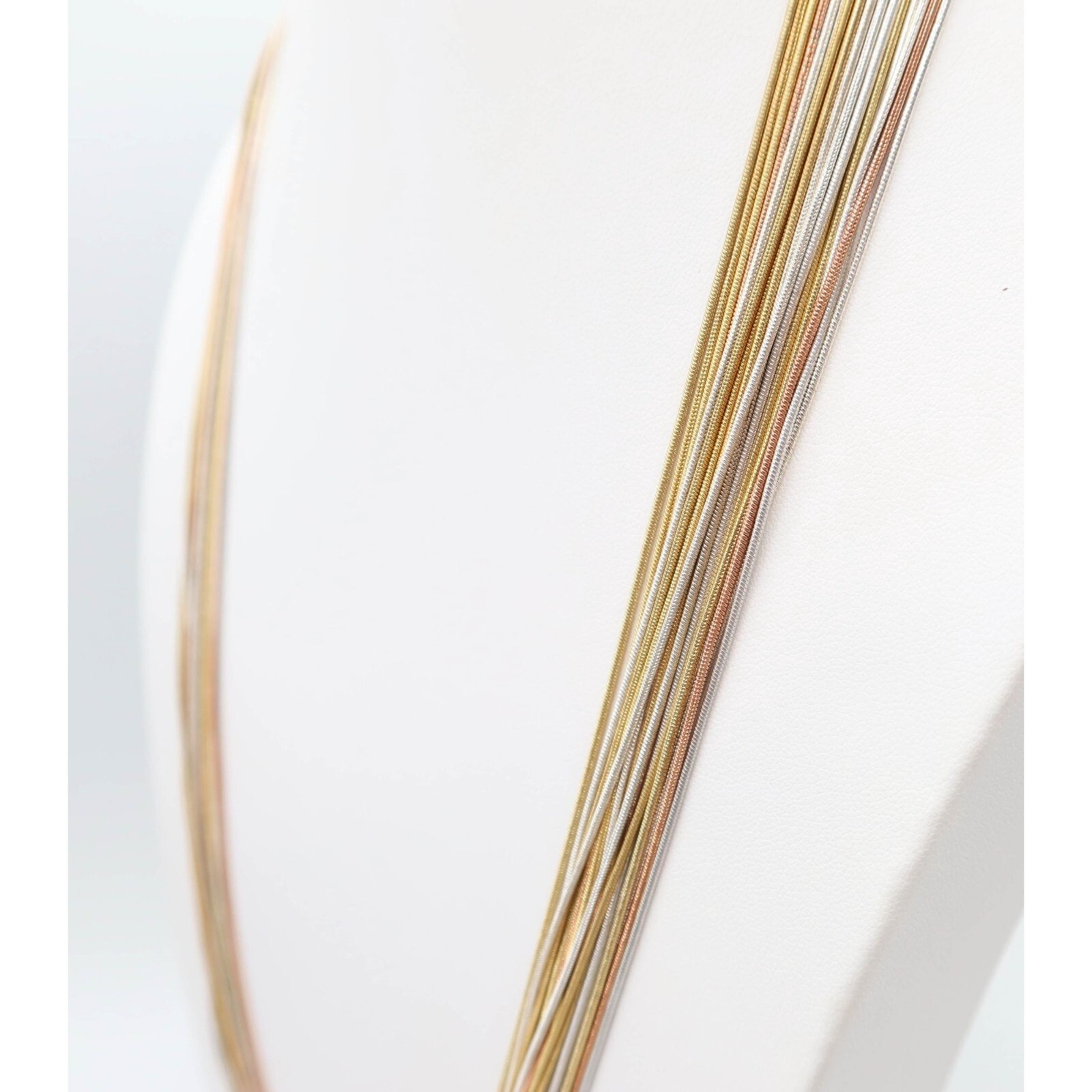 Multi Strand Snake Chain Ribbon Tie Necklace Silver/Gold/Rose Gold Tone 29″