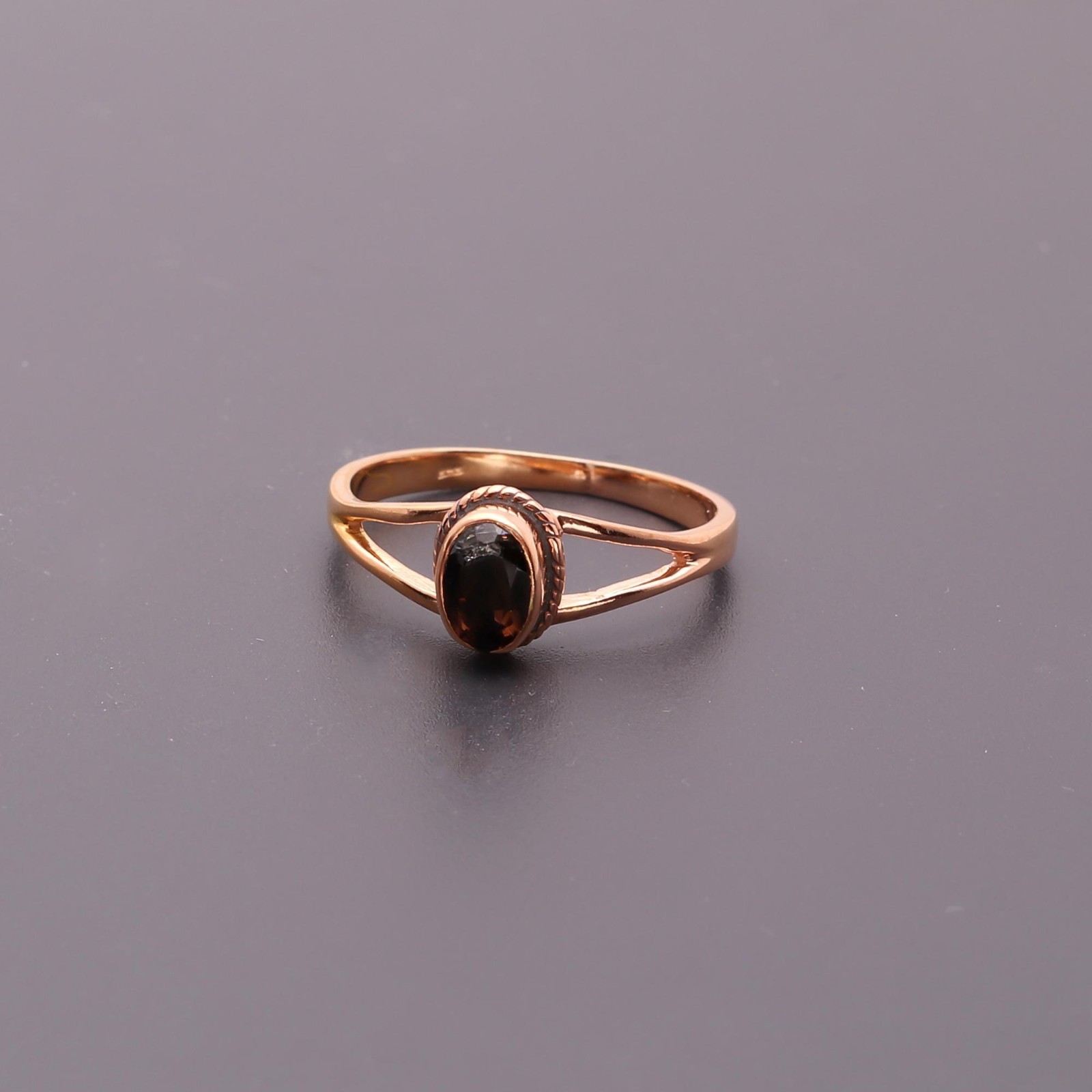 Natural Black Onyx Oval Shape Ring Rose Gold Fill 925 Sterling Silver Jewelry