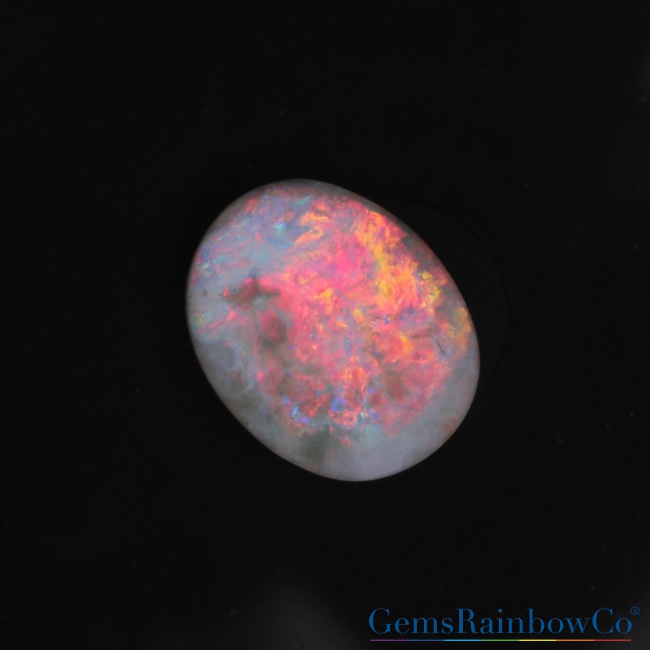 Australian opal with intense fire, Multi colour Loose Gemstone 10 ct, Oval Shape