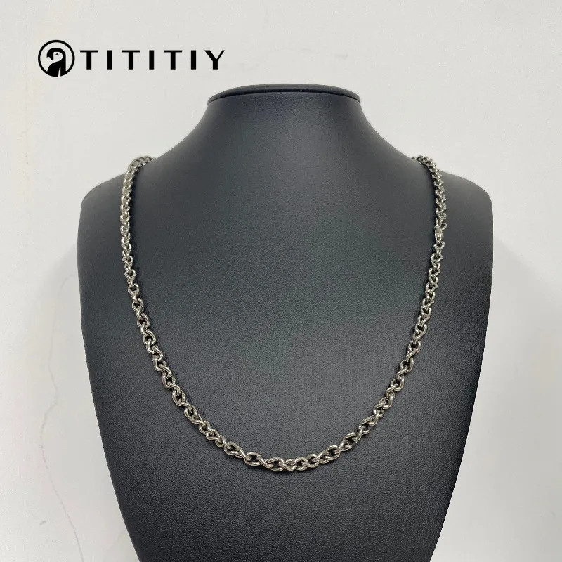 5mm TA1 Pure Titanium Necklace Ultra-Lightweight Hypoallergenic Polished Chain