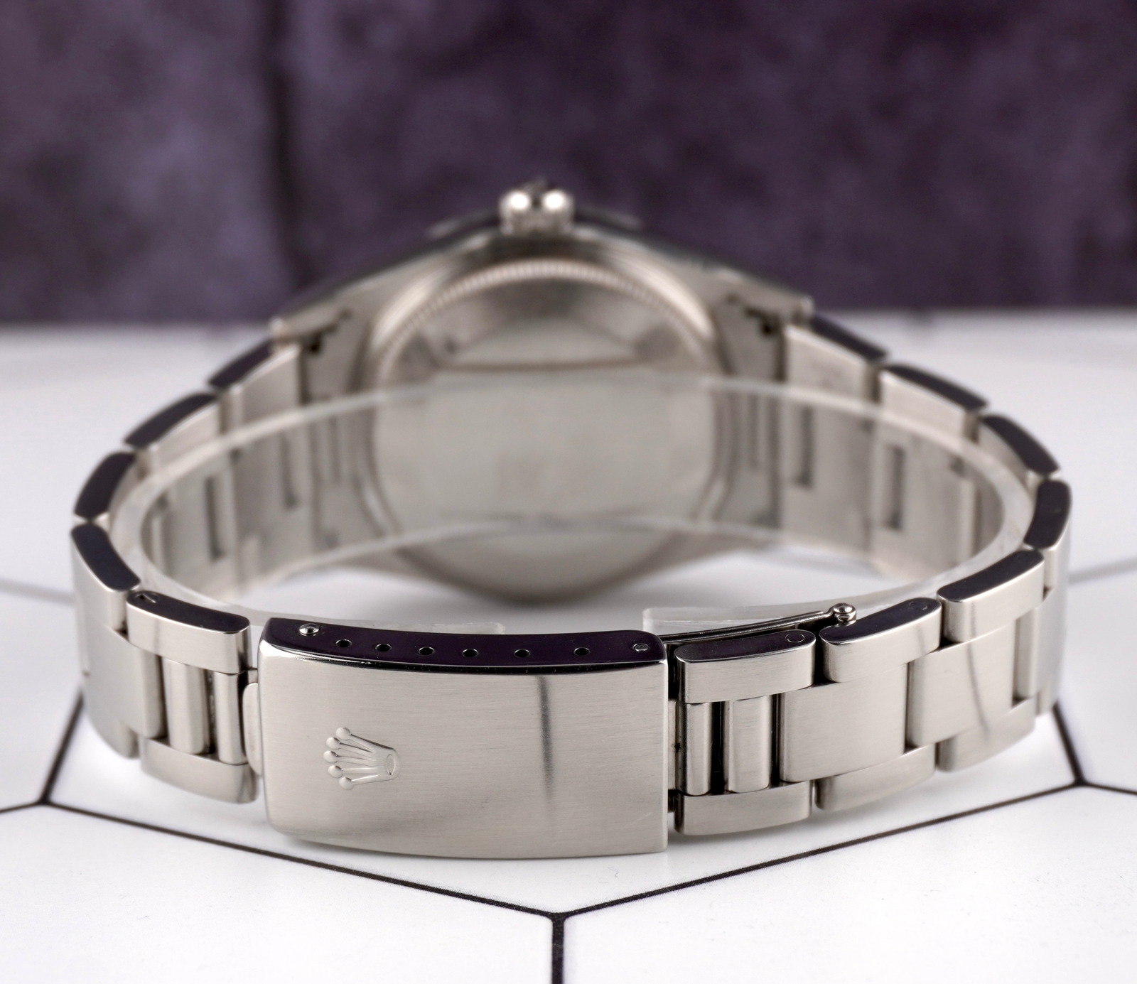 Rolex 34mm Oyster Perpetual Stainless Steel Oyster Purple Dial Watch 14000