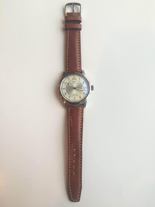 IWC Pilot Mark XV curved end leather strap watch band Made In Taiwan Cheergiant