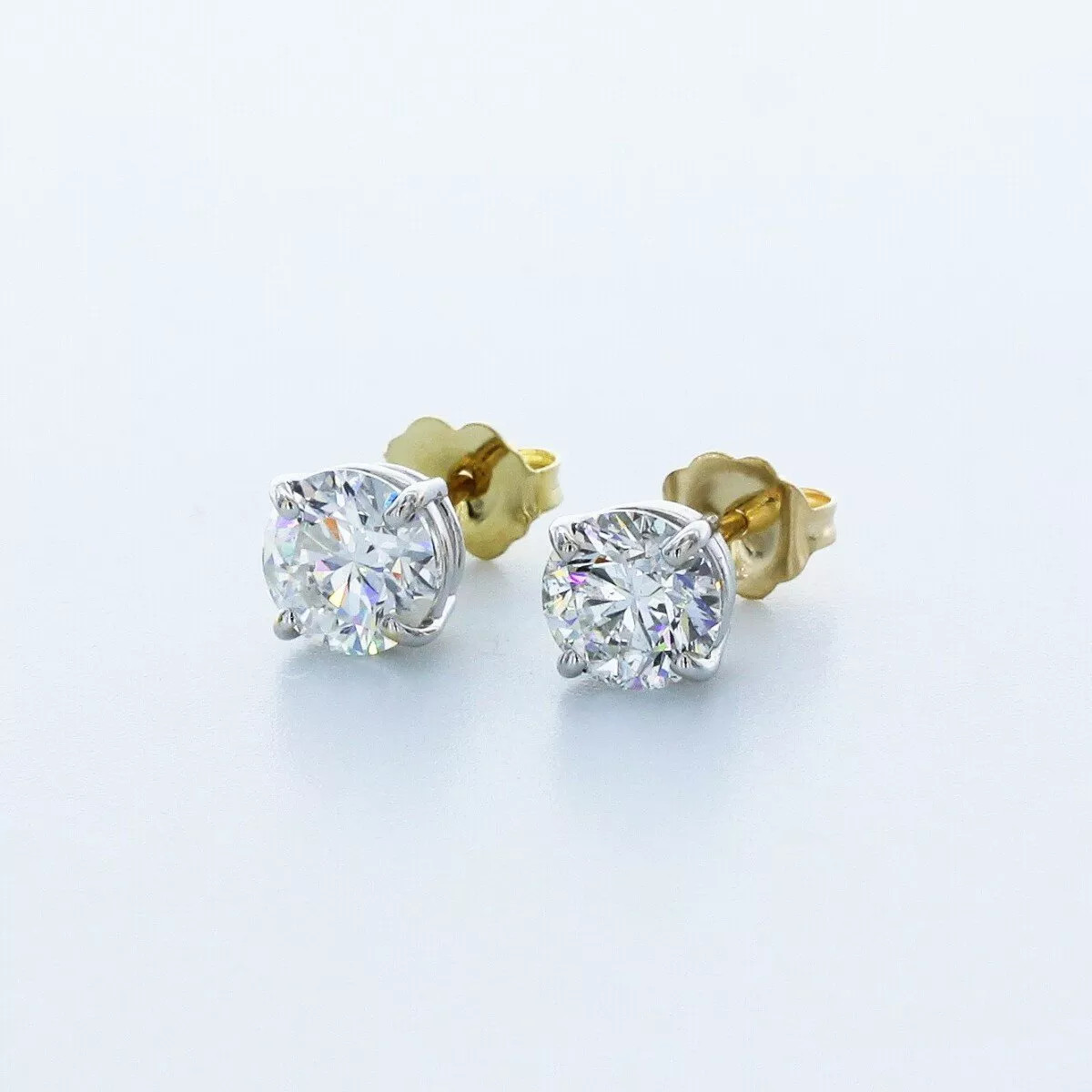 Solid 14K White Gold Stud Earrings Classic 3.01 CT Round Natural Diamond G SI1