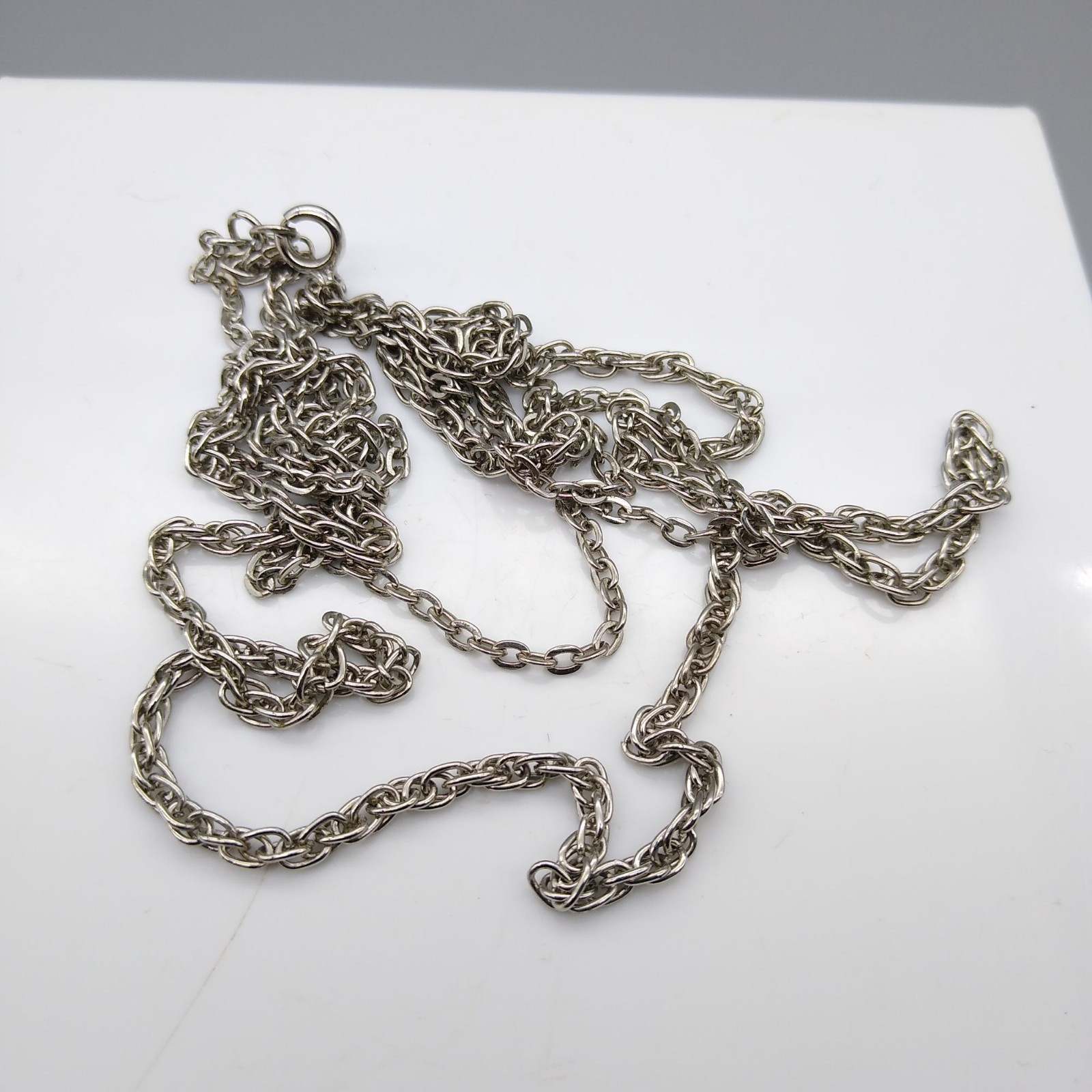 Vintage Double Strand Chain Necklace, Silver Tone Basic Perfect for Layering