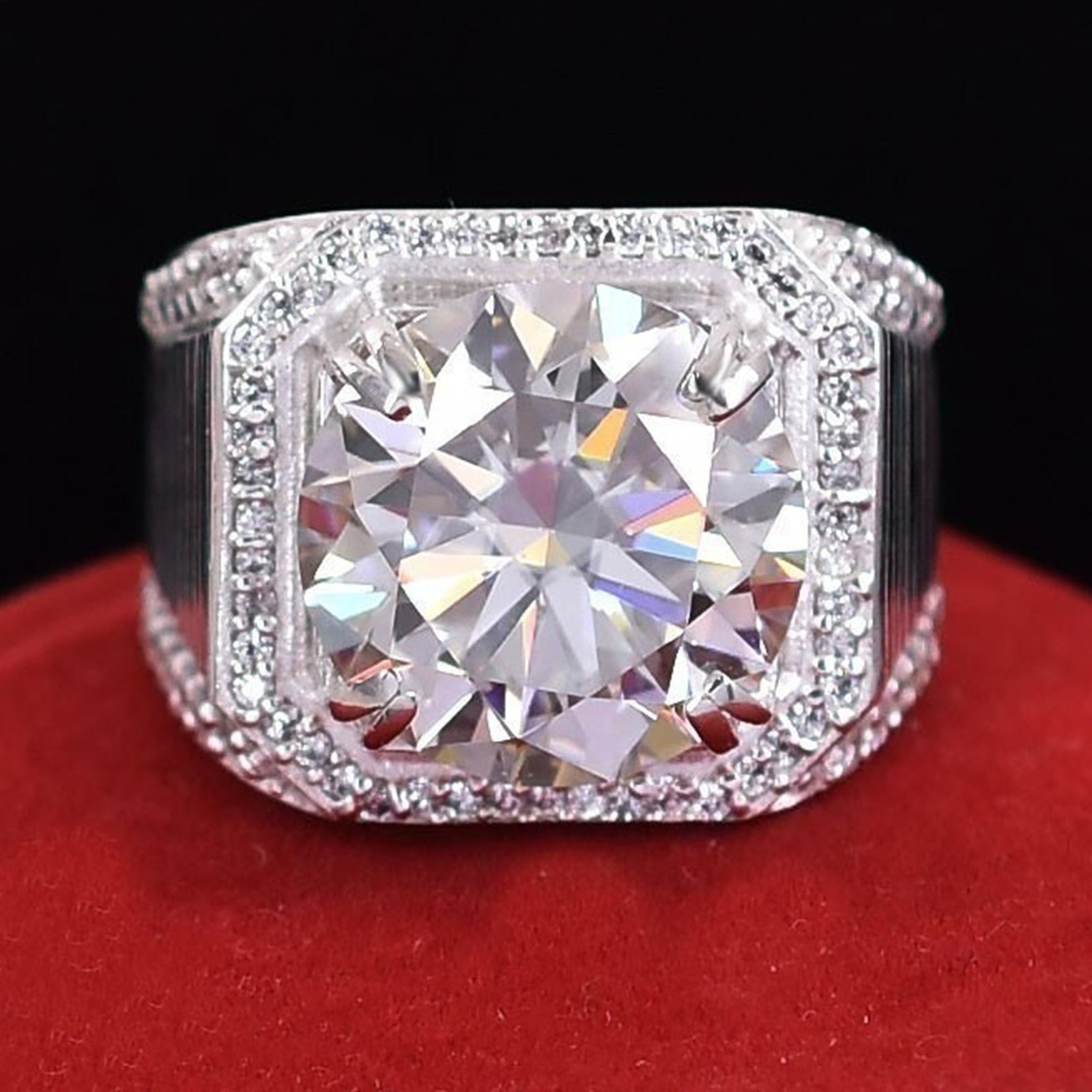 RARE 9.55 Ct Certified White Diamond Solitaire Men’s Ring 925 Silver