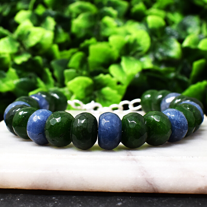 190.00 Cts Natural 7″ Long Garnet & Iolite Round Cut Beads Bracelet NK 25E187