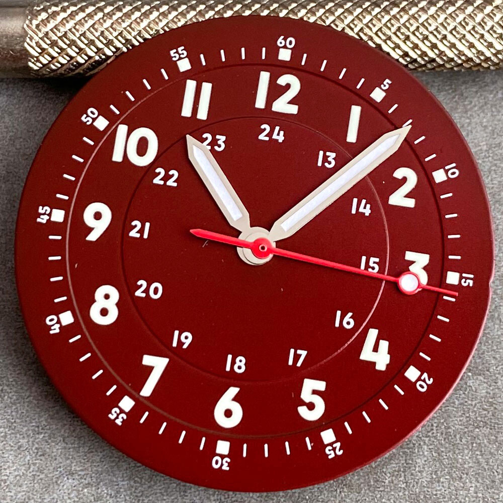 Brownish Red Field Watch Dial 29mm Luminous Marks Fit NH35 NH36 NH38 ETA 2824 PT