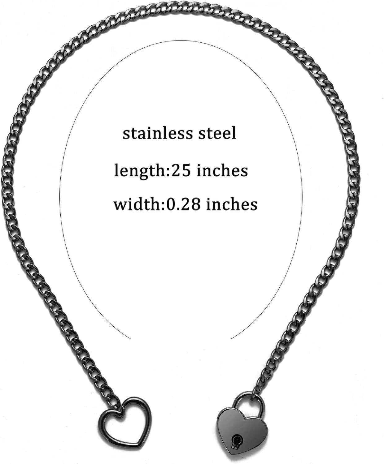 Heart Slip Chain Necklace for Women Goth Lock Heart Choker Collar for Women Punk