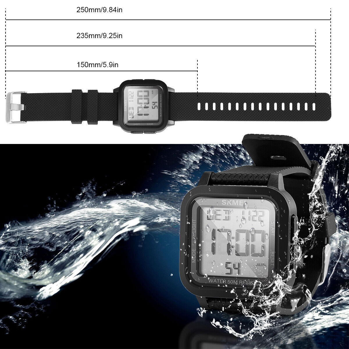 Men’s Military Sports Watch LED Screen Waterproof Wristwatch Large Digital Face