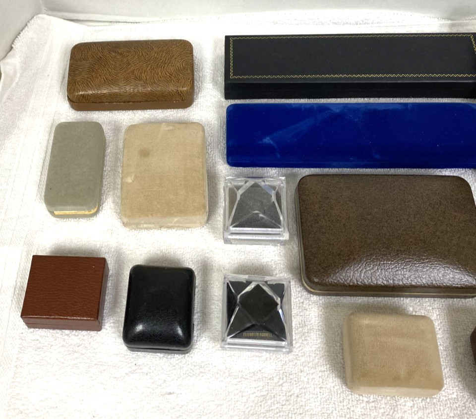 17 Vintage Jewelry Presentation Gift Boxes Ring Bracelet Watch Mixed Sizes