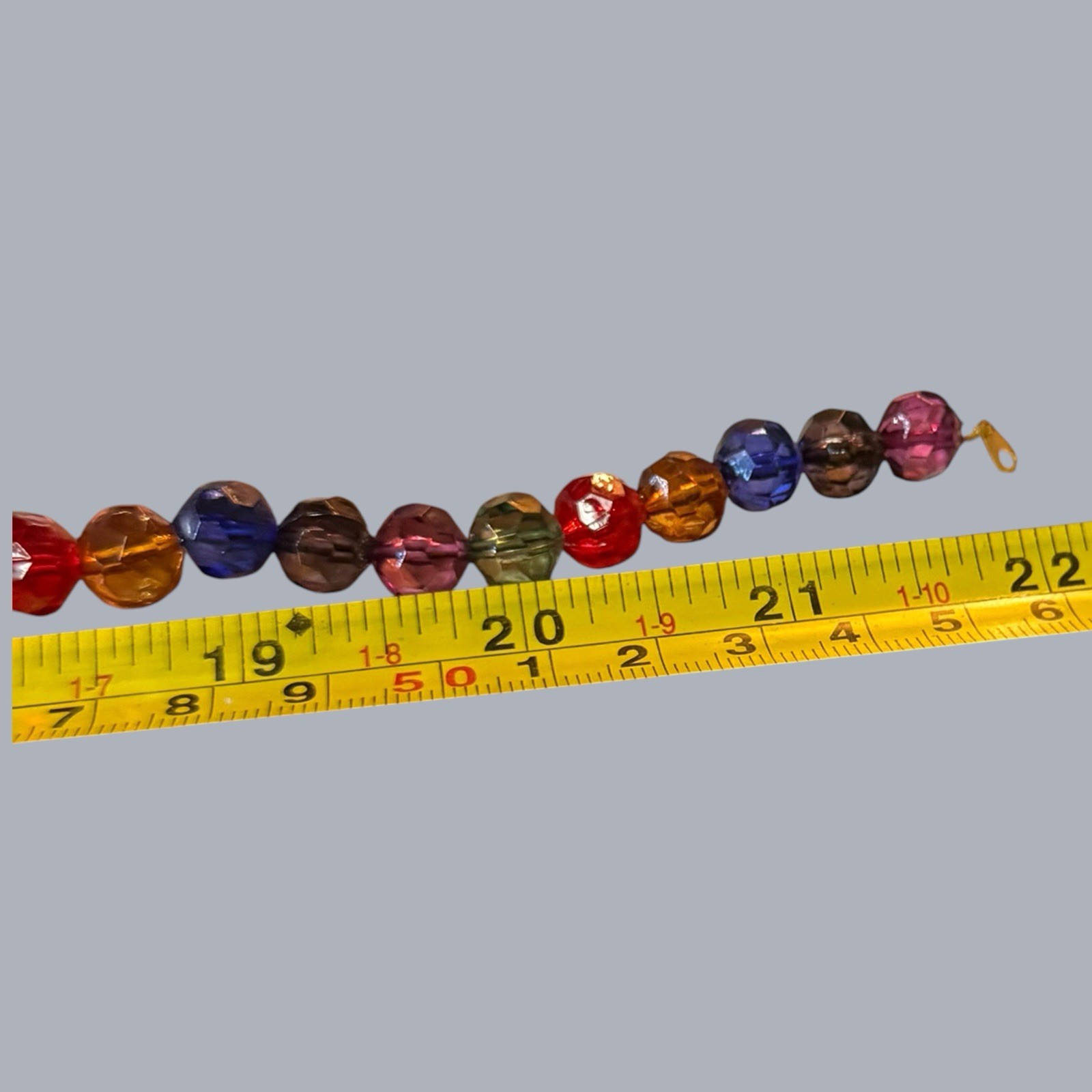 VTG Lucite Acrylic Colorful Rainbow Beaded Necklace 22” 90s Chunky Jewl Tone