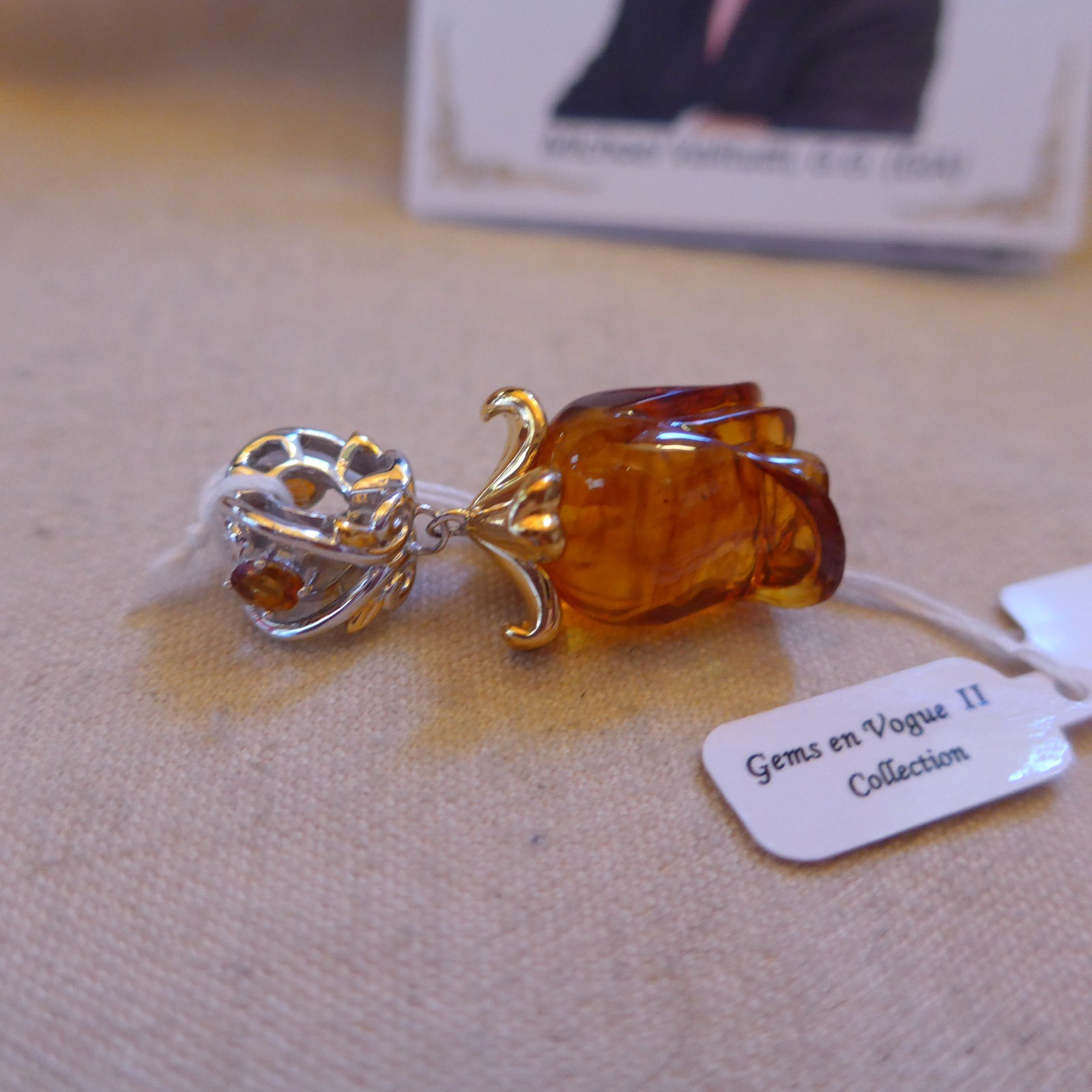 Gems en Vogue Sterling Palladium AMBER TULIP Charm by Michael Valitutti NWT