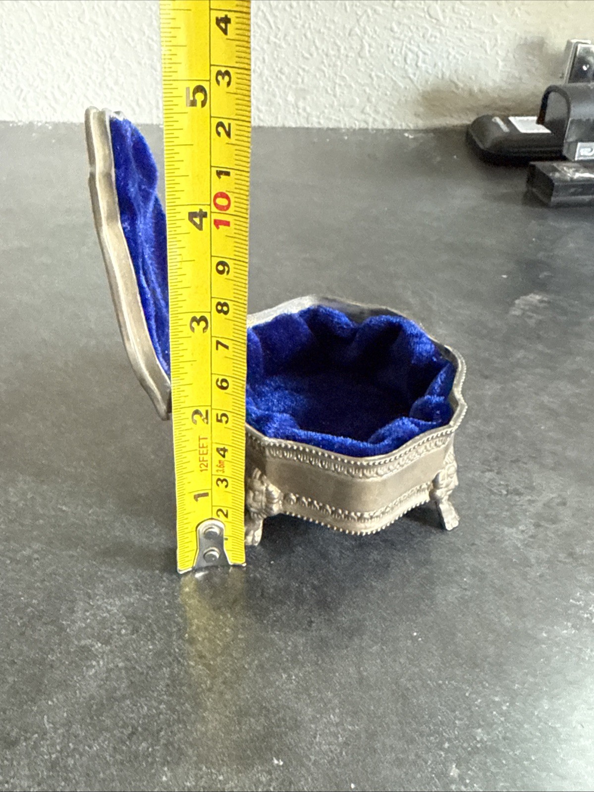 Vintage Jewelry Box w/Lion Claw Feet international Silver