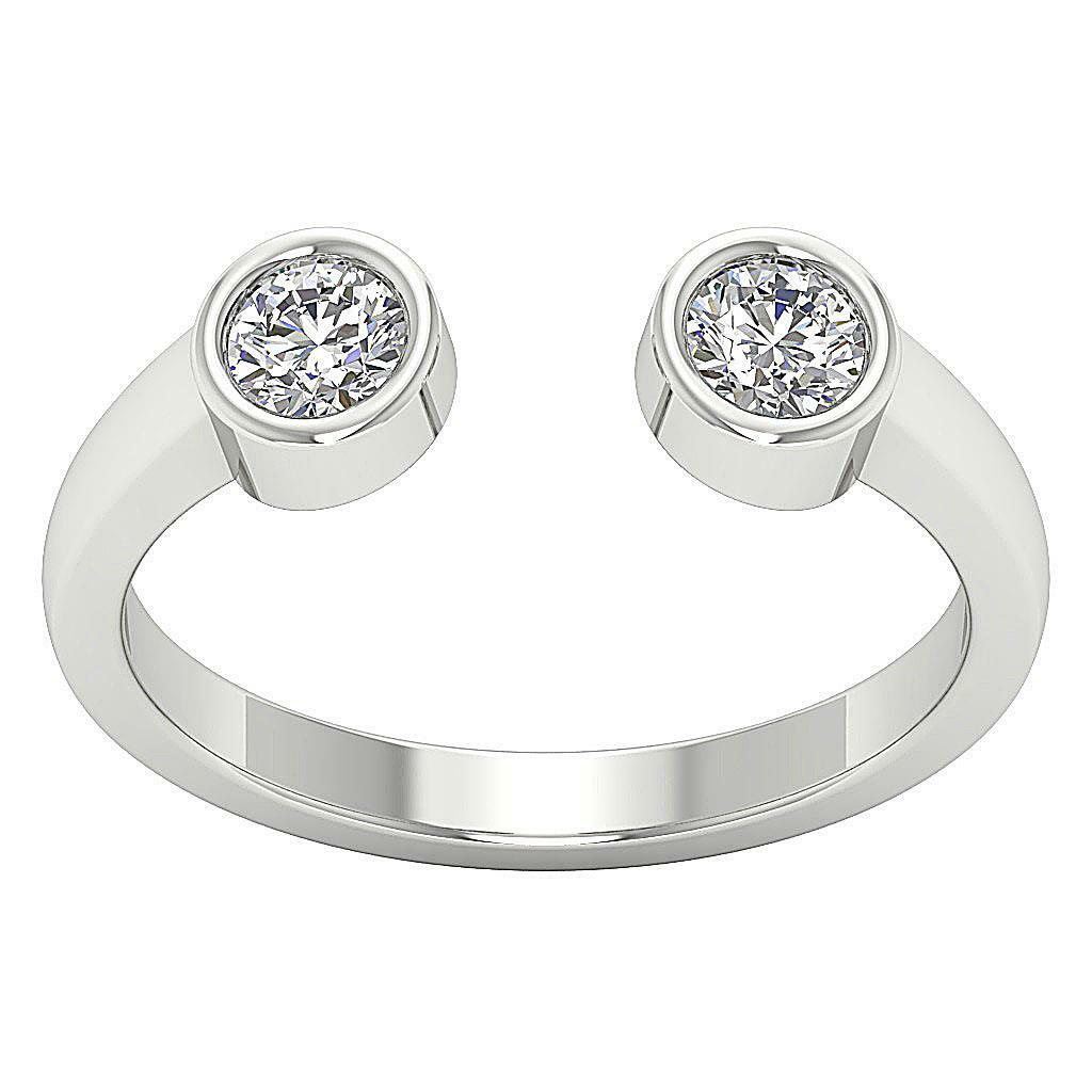 Forever Us Two Stone Ring SI1 G 0.55 Ct Round Diamond Designer 14k Solid Gold
