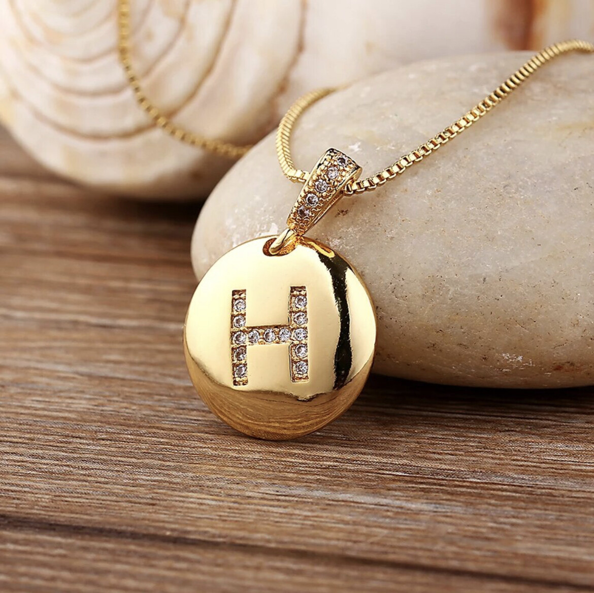 Women’s Fashion Jewelry Gold CZ Letter Initial Pendant Necklace 1-74