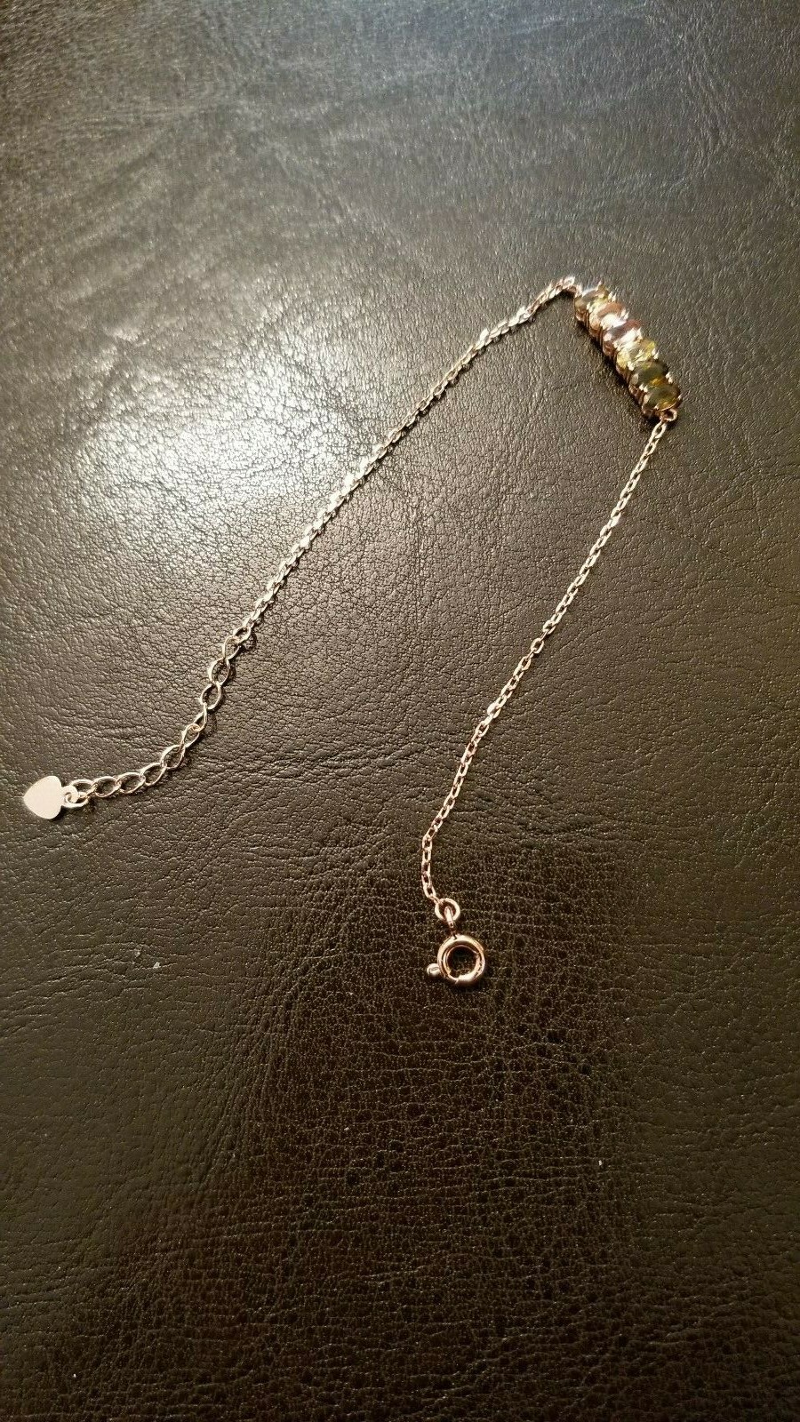 PRETTY MIX COLOR TOURMALINE 925 ROSE STERLING SILVER CHAIN BRACELET 6.5-8″