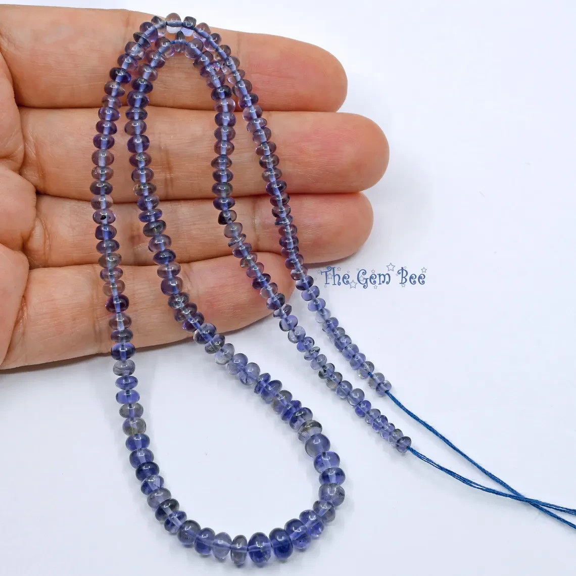 3.5mm-5.5mm Gem Water Sapphire Iolite Hand Cut Smooth Rondelle Beads 16″ strand