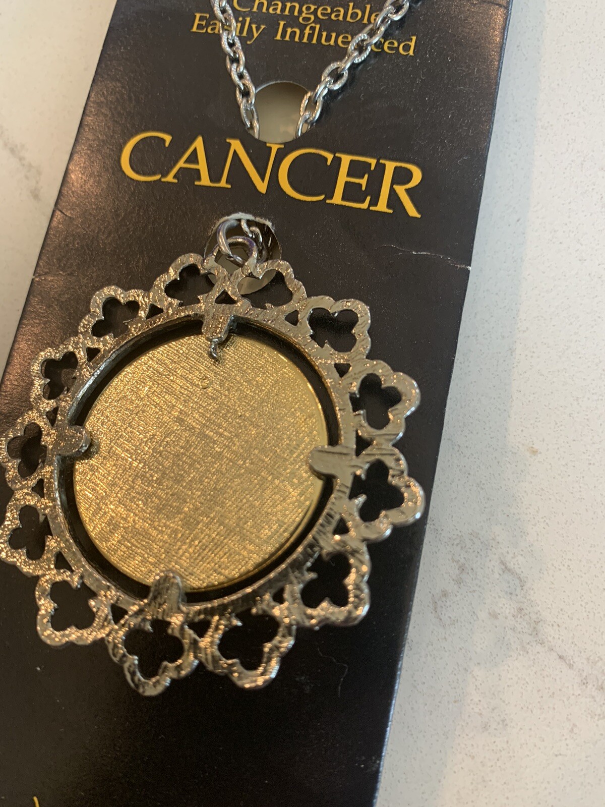 Accessorize Lg CANCER Statement Pendant – Gold/Silver Tone W 24” Thick Chain