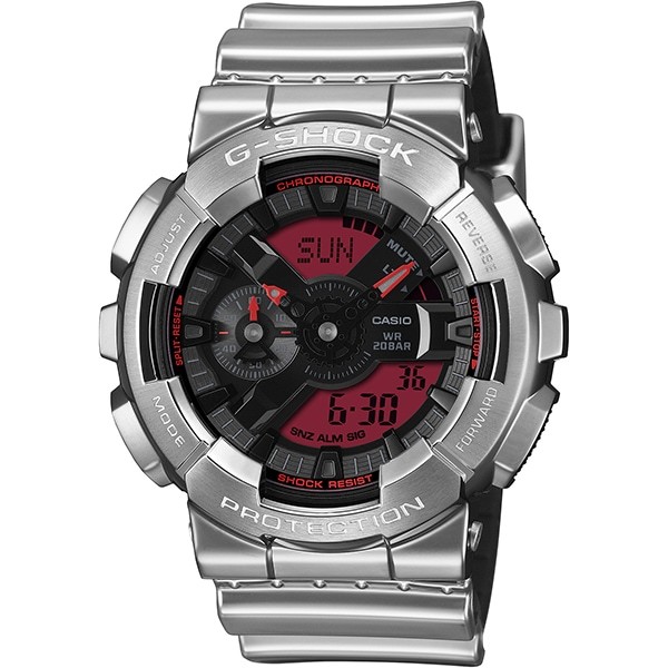 Casio G-Shock GM-110YRA-8AJF Fine Metallic Silver Red Analog Digital Watch