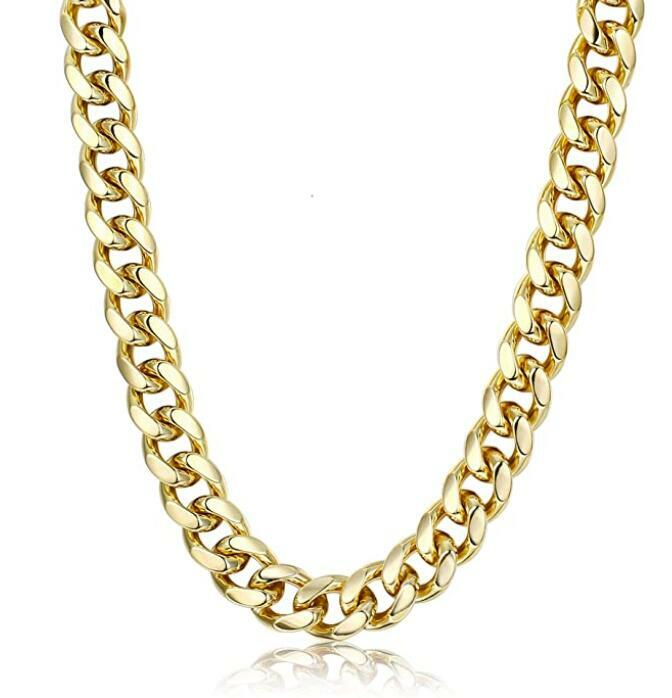 Gold Stainless Steel Mens Womens Necklace Curb Link Chain High Quality 10mm 24”