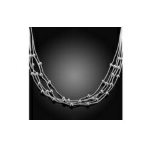 Silver Multi Dangling Bead Necklace Sterling Silver 18 To 19.75 Inches Link…