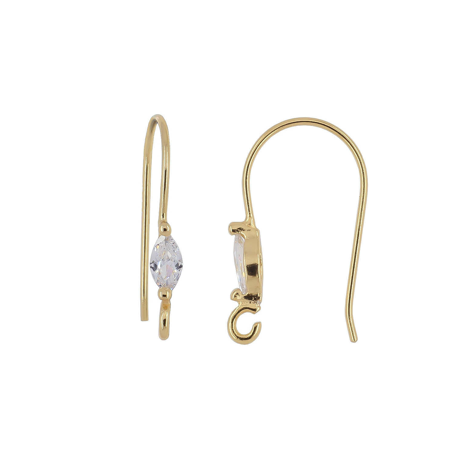 Gold Plated Sterling Silver CZ French Hook Ear Wire Earring Connector #99914