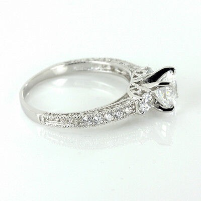 1.31cttw Ring Set Sterling Silver Three Stone AAA CZ Engagement 6MM Szs 5-10