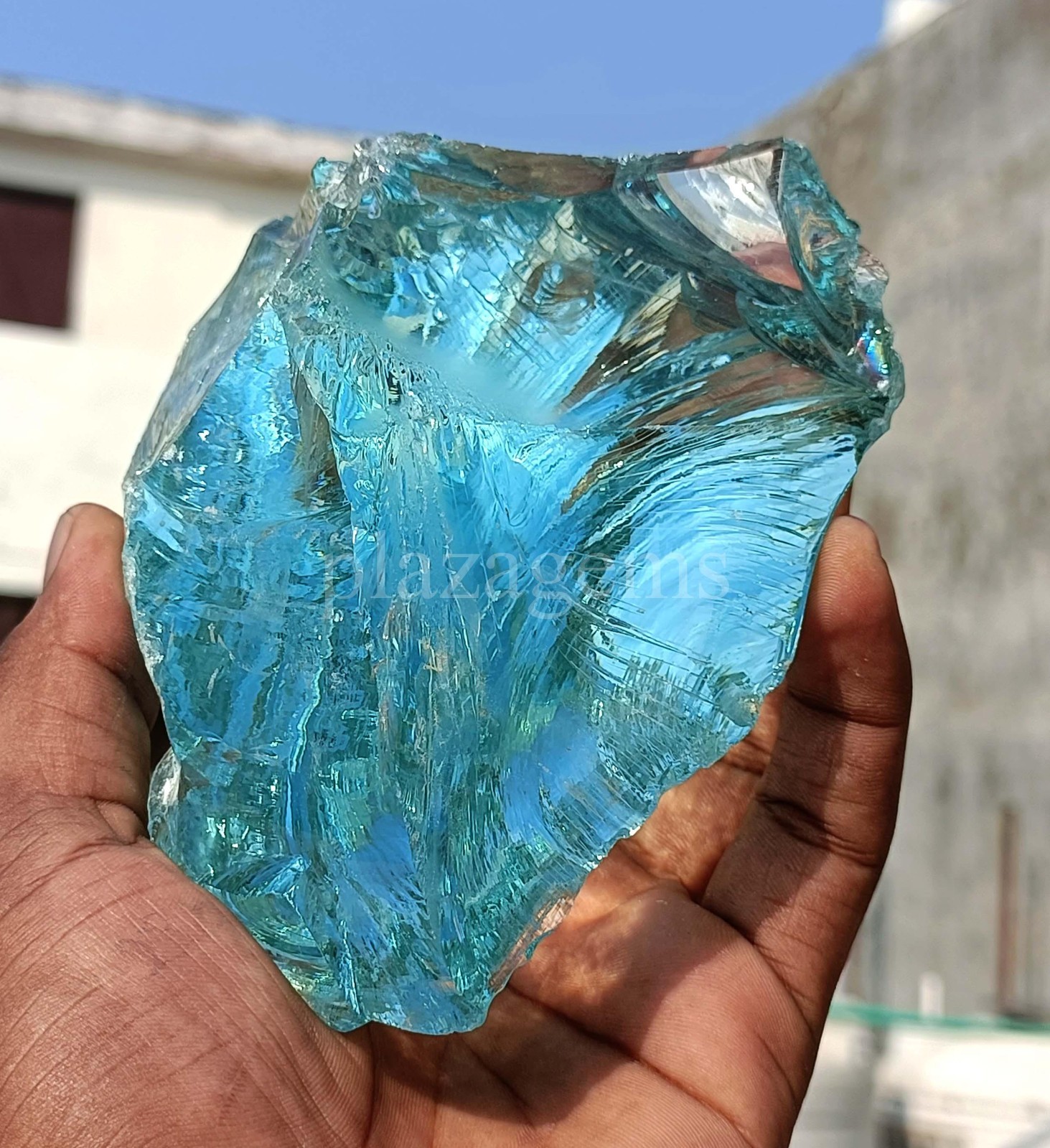 EGL 3094 Ct Natural Aquamarine Rough Transparent Uncut Gemstone 130X94 MM ” 5OSI