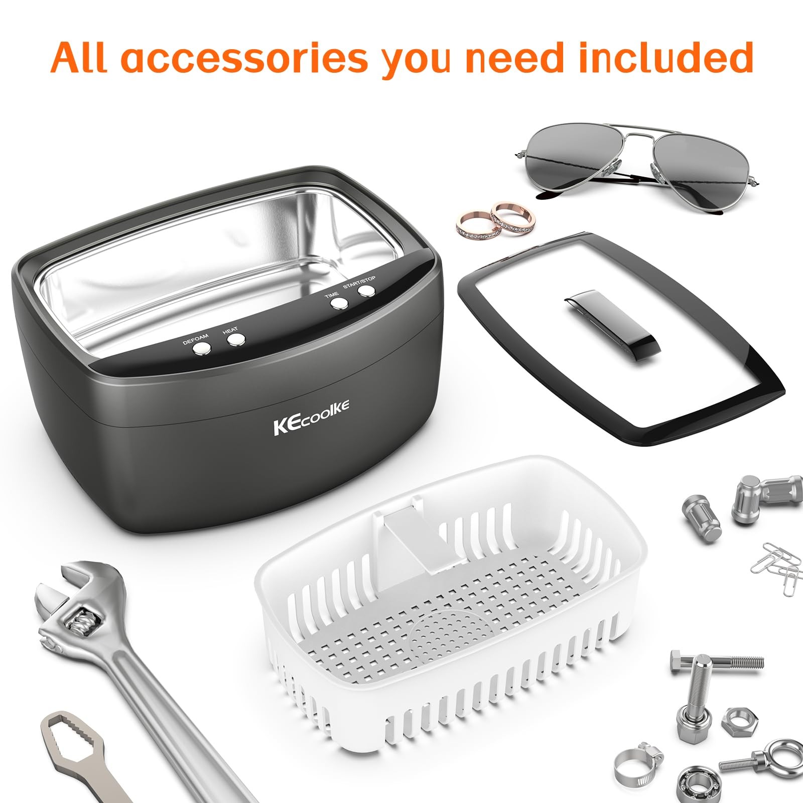 2.5L Large Capacity Ultrasonic Jewelry Cleaner with Degas, Heating and Time S…